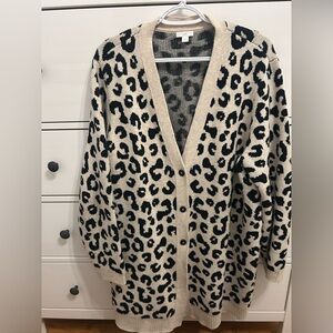 J. Jill Black and Tan Animal Print Cardigan